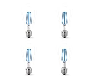 Philips 4-watt E27 ST64 LED Glass Amber Filament Bulb | Decorative LED Bulb for Home Decoration | Blue, Pack of 4