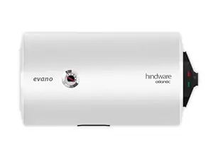 Hindware Atlantic Evano 50L Horizontal Storage Heater (Geyser) White With Glass Line Tank, Wall Mounting