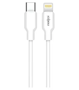 FRONTECH 27W /5.4A Fast Charging 1M Braided Type-C to 8 Pin Data Cable, Charging and Data Sync Function for iPhone, iPad (1025 - White)