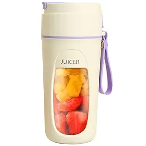 Krevia Portable Juice Blender Bottle | Personal USB Rechargeable Mini Blender Shipper for Shakes and Smoothies | Fresh Fruit Electric Juice Mixer for Travel, Gym, Office and Sports 340ML (Off White)