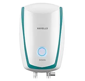 Havells Instanio 1 Litre Instant Water Heater(Geyser)|Temp. Sensing LED Indicator|Rust & Shock Proof Body| ISI Marked|With Flexible Pipes|Warranty:5 Year on Inner Tank|High Rise Compatible(White Blue)
