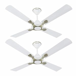 Havells 1200mm Leganza ES 4B Ceiling Fan | Best fan in 4 Blade, Premium Finish Deco. Fan, High Air Delivery | Energy Saving, 100% Pure Copper Motor, 2 Year Warranty | (Pack of 2, Pearl White Silver)