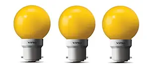 wipro Glass 0.5W Led Lamp, Pack of 3, (N10003), B22, Yellow