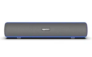 amazon basics SB25L 25W Bluetooth Soundbar with 4000 mAh Battery | 2X Bass | Up to 7 hrs of Playback | Blue LED Lights | Bluetooth 5.3, Aux & USB Connectivity (Grey)