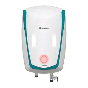 Havells Instanio 10 Litre Storage Water Heater (Geyser) | Color Changing Temp Sensing LED Indicator | Anti Rust Tank | Warranty: 5 Year on Tank | High Rise Compatible (White Blue)