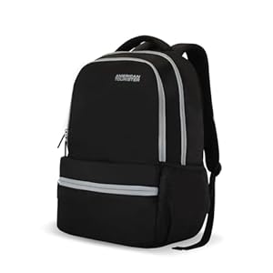 American Tourister Lex Style 01, 31L Volume College and Office Laptop Backpack with Front Organizer and Spacious Interiors for Men & Women - Black