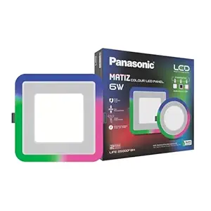 Panasonic Matiz 6W LED Panel Light, Square Dual Color 6W Cool White and Blue Color Ceilign Light for Home, Multi Color LED Panel Light
