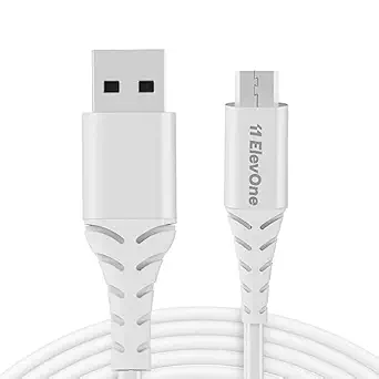 ElevOne Micro USB Cable 2A Fast Charging for Smartphones, Tablets, Laptops & other Micro USB devices, 480Mbps Data Sync Speed, 1 Meter, Durable Cable, Made In India (ECM-1, White)