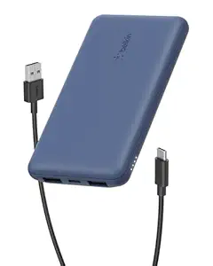 Belkin Portable Charger, USB-C Power Bank 10000mAh w/ 1 USB-C Port and 2 USB-A Ports, 15W w/USB-A to USB-C Cable for iPhone 16, 16 Plus, 16 Pro, 16 Pro Max, Samsung Galaxy S24, & More - Blue