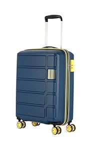 Kamiliant American Tourister Harrier Zing 56 Cms Small Cabin (Pp) Hard Sided 8 Wheels Spinner Luggage/Suitcase/Trolley Bag (Navy) (Double Wheel), Blue