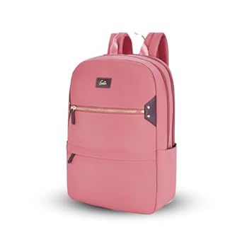 Genie Brooklyn Casual Backpack for Girls |16 In-14 Ltr with Laptop Sleeve,Two Compartments,Organizer and Light Weight with Padded Shoulders |Best for Books,Stationery,Lunch Box & Essentials - Pink