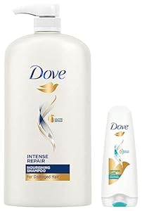 Dove Intense Repair Shampoo, 1L & Dove Dryness Care Conditioner, 180ml