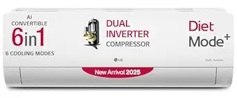 LG 1.5 Ton 5 Star DUAL Inverter Split AC (Copper, AI Convertible 6-in-1, VIRAAT Mode, Faster Cooling & Energy Saving, 4 Way Swing, HD Filter with Anti-Virus Protection, US-Q19YNZE, White)