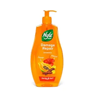 Nyle Naturals Damage Repair Shampoo (800 ml) | Papaya, Hibiscus, Shikakai | Hair Repairing, pH Balanced, Paraben Free | Gentle and Soft
