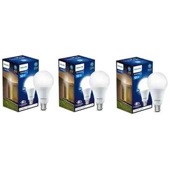PHILIPS B22 Base Stellar Bright 12-Watt LED Bulb (Crystal White, Pack of 3)