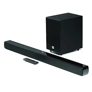 JBL Cinema SB241, Dolby Digital Soundbar with Wired Subwoofer for Extra Deep Bass, 2.1 Channel Home Theatre with Remote, HDMI ARC, Bluetooth & Optical Connectivity (110W)