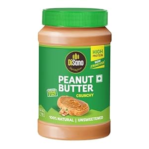 DiSano Natural Peanut Butter Crunchy 1Kg, Unsweetened, High Protein Peanut Butter, No Added Sugar Or Salt, Vegan, 100% Roasted Peanut Butter Roasted Peanut Butter