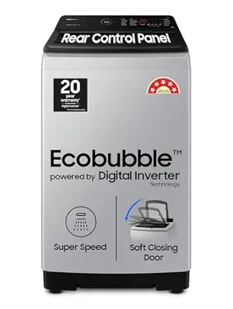 Samsung 8 Kg, Eco Bubble Technology with Super Speed, Soft Closing Door, Fully-Automatic Top Load Washing Machine (WA80BG4545BYTL, Lavender Gray, Awarded as Washing Machine Brand of the year)