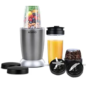 AGARO Nutri-Max Personal Blender 1000 Watts, Mixer/Grinder/Smoothie Maker, Blender for Smoothies and Juices, Stainless Steel Body, 2 Blade Sets, Wet & Dry