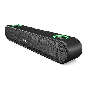 GOVO GoSurround 220 16W Bluetooth Sound bar, 2000 mAh Battery, 2.0 Channel with 52mm Drivers, Multicolor LED Lights with TWS, AUX, Bluetooth and USB (Platinum Black)