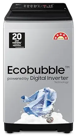 Samsung 8 kg, 5 star, Eco Bubble Technology, Digital Inverter Motor, Dual Storm, Fully-Automatic Top Load Washing Machine (WA80BG4441BGTL, Light Gray)