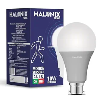 Halonix 10 Watt B22 Screw type Radar Motion Sensor LED Bulb (Auto Off Auto On) - Pack of 1, White