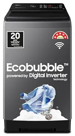 Samsung 9 kg, 5 star, Ecobubble, Wi-Fi, Digital Inverter, Soft Closing Door, Fully-Automatic Top Load Washing Machine (WA90BG4542BDTL, Versailles Gray)