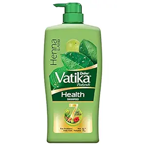 Dabur Vatika Health Shampoo - 1L | With 7 natural ingredients | For Smooth, Shiny & Nourished Hair | Repairs Hair damage, Controls Frizz | For All Hair Types | Goodness of Henna & Amla