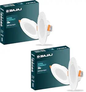 Bajaj Ivora Compact Downlight | 5W LED Downlight | for Smaller Spaces | Long Life of 25000 Hours | Soothing Light (Warm Day Light, Pack of 2)