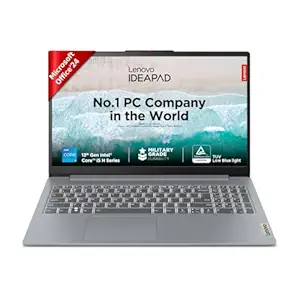 Lenovo IdeaPad Slim 3 12th Gen Intel® Core™ i5-12450H 15.6 inch (39.6cm) FHD Laptop (16GB/512GB SSD/Windows 11/Office 2024/Alexa Built-in/1Yr ADP Free/3 Month Game Pass/Arctic Grey/1.62Kg), 83ER00KPIN