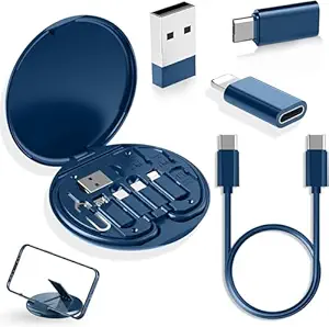NOCXTUN Multifunctional Data Cable Conversion Head Portable Storage Box, Multi-Type Charging Line Convertor USB Type C Adapter Tool Contains Sim Card Slot Tray Eject Pin, Phone Holder (Multi-Colour)