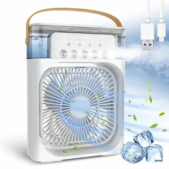 VISBY INDIA Portable Air Cooler Fan with Water Tank and USB Charging - Mini Air Conditioner for Personal Cooling, Humidifier, and Air Purifier, Perfect for Home, Office, or Outdoor Use
