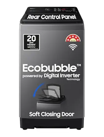 Samsung 9 kg, 5 star, Eco Bubble Technology, Wi-Fi, Soft Closing Door, Fully-Automatic Top Load Washing Machine (WA90BG4542BDTL, Versailles Gray)