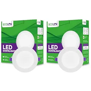 EcoLink 10W Concealed JB Ceiling Light | Round Ceiling LED Downlighter for Home & Hall | Cut Out: 3 inch, Color: Warm White, Pack of 2