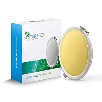 SYSKA (RDL-R-15W 3000K Yellow, Cool Day Light, Polycarbonate Led Slim Downlight - Yellow