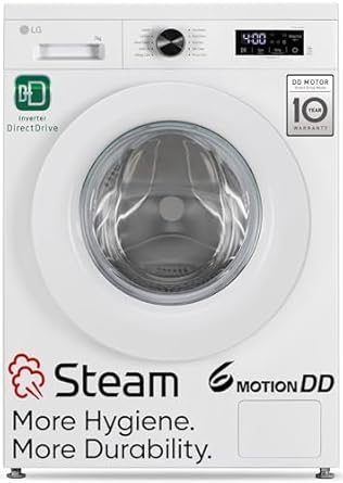 LG 7 Kg, 5 Star, Steam, Inverter Direct Drive Technology, 6 Motion DD, Fully-Automatic Front Load Washing Machine (FHB1207Z2W, Remove Allergens & Tough Stain, In-Built Heater, Essence White)
