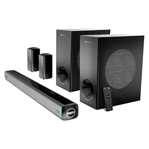 ZEBRONICS Juke bar 9550 pro 5.2 Soundbar (625 Watts), Dolby Audio, Dual Wireless Subwoofer & Satellite, BT v5.3, HDMI ARC, Optical, Powerful Bass, RGB LED Lights, Wall Mountable, Silver