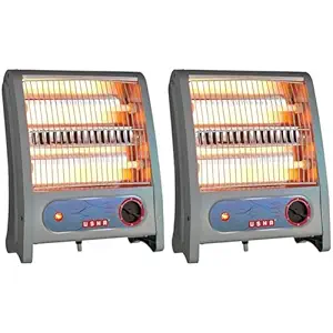 USHA Quartz Room Heater with Overheating Protection (3002, Ivory, 800 Watts) (Pack of 2)