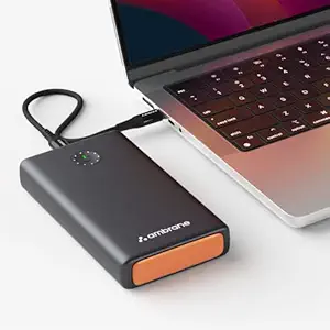 Ambrane 100W Fast Charging Powerbank for MacBook, Type C Laptop & Mobile Charging, 25,000mAh Battery, Triple Output, Power Delivery & Quick Charge (Powerlit Ultra, Black)