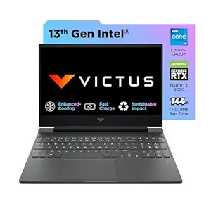HP Victus, 13th Gen Intel Core i5-13420H, 6GB NVIDIA RTX 4050, 16GB DDR4, 512GB SSD (Win11, Office 21, Silver, 2.29kg) 144Hz, 9MS, IPS, 15.6-inch(39.6cm) FHD Gaming Laptop, Enhanced Cooling, fa1319TX