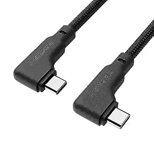 Ambrane 60W Type C Fast Charging Cable, L Shape for Easy Holding, PD Technology, 480Mbps Data Sync for Smartphones, Laptops & Other Devices, 1.2m (ABTTLS-12 Black)