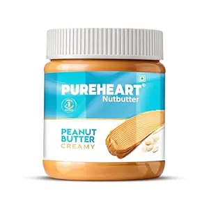 PUREHEART Nutbutter Natural Peanut Butter Creamy (350gm) | High Protein, Fiber and Healthy Fats | No Added Sugar, Gluten-Free | Premium Roasted Peanuts | Perfect for Fitness and Healthy Snacking