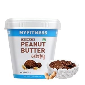 MYFITNESS Peanut Butter Chocolate Spread Crispy 227g | 21g Protein & 8g Fiber | Healthier Nut Butter Spread for Breakfast, Snacks & Bread Treats | Cholesterol Free | Zero Trans Fat | Pure Roasted Nuts