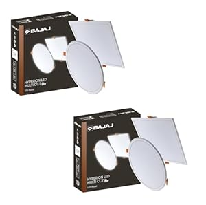 Bajaj Hyperion LED Multi CCT Panel | 5W Round LED Surface Light | Modern Multicolor Lights for Living Room, Bedroom and Hall | White Body (Pack of 2)