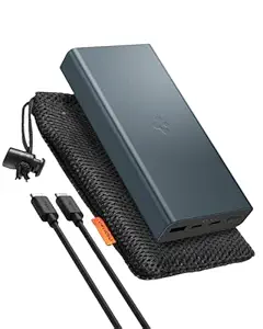 Spigen 20,000mAh, 30W Fast Charging Durable Alloy Power Bank with PD3.0 20W for 2 USB-C Ports, QC3.0 22.5W for USB-A Port - Navy Blue