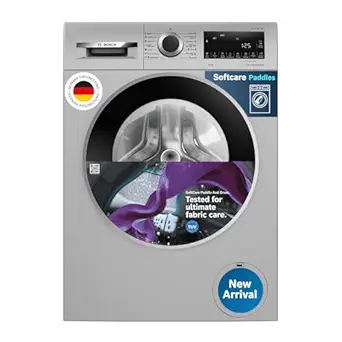 Bosch 10kg 5 Star Anti Stain & AI Active Water Plus Fully Automatic Front Load Washing Machine with Built in Heater (WGA252ZSIN, Pretreatment, Iron Steam Assist & Allergy Plus, Silver)