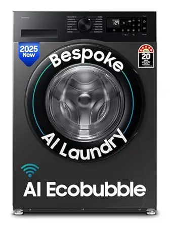 Samsung 9 kg, 5 star, AI EcoBubble, Super Speed, Wi-Fi, Hygiene Steam with Inbuilt Heater, Digital Inverter, Fully-Automatic Front Load Washing Machine (WW90DG5U24AXTL, Inox)