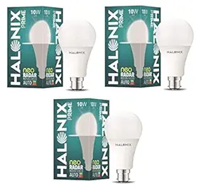 Halonix Neo Radar Base B22 10-watt Motion Sensor Auto on-Auto Off LED Bulb (Pack of 3, White)