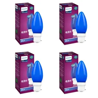 Philips LED Deco Blue 0.5W Glass Candle (Pack of 4)