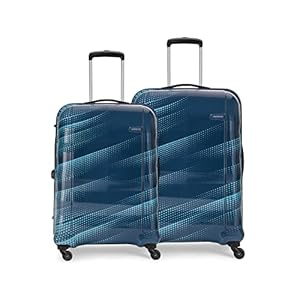 Aristocrat Force (55 cm+76 cm) Acrylonitrile Butadiene Styrene(Abs) Pack of 2(Cabin+Large) 4 Spinner Wheels Hardsided Scuba Blue Suitcase Sets